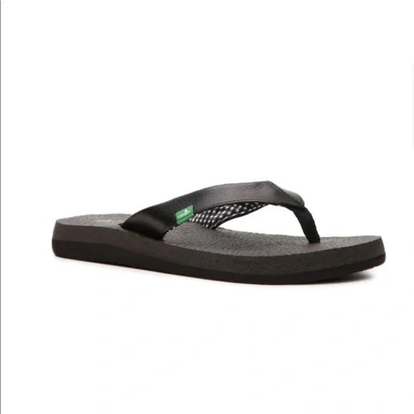 Sanuk Shoes - Sanuk Women Yoga Mat Ebony Flip Flops Sandals--Black